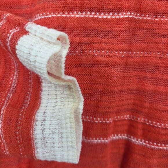 TOMMY HILFIGER womens L orange with blue white stripe open front cardigan - Picture 6 of 6